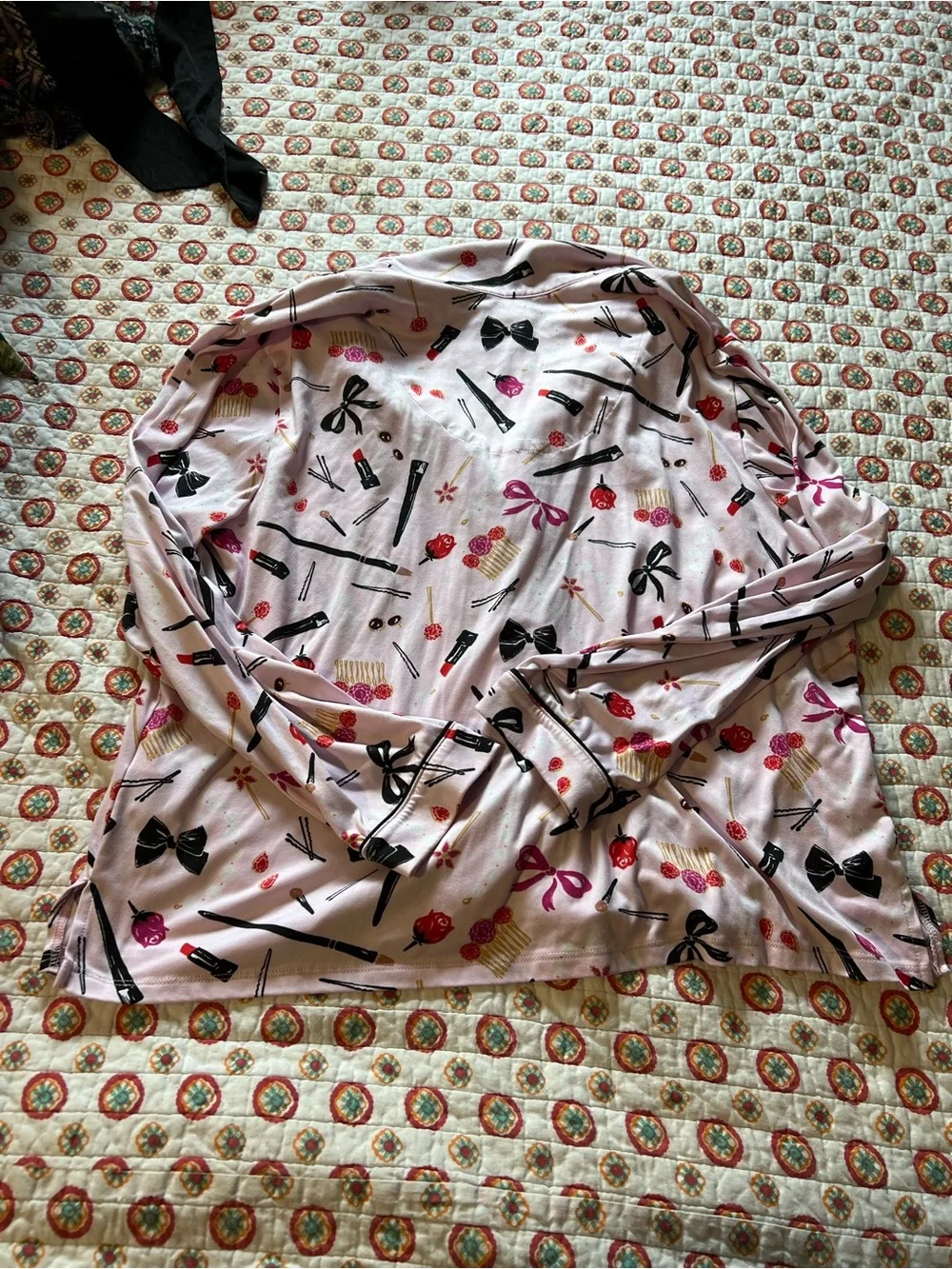 Kate Spade All Dolled Up Makeup Bows Pajama Top size large